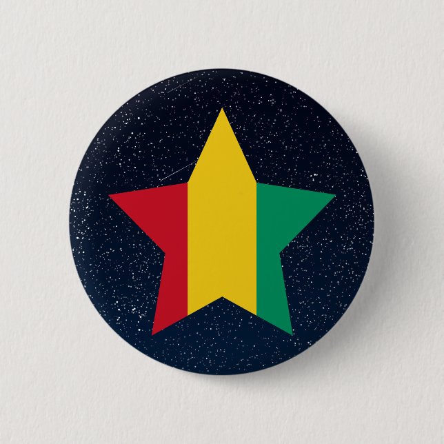 Guinea Flag Star In Space 2 Inch Round Button (Front)