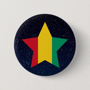 Guinea Flag Star In Space 2 Inch Round Button