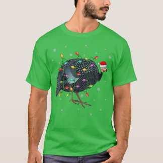 Guinea Fowl Bird Lighting Santa Hat Guinea Fowl Ch T-Shirt