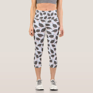 Guinea Fowl Bird Pattern Blue Capri Leggings