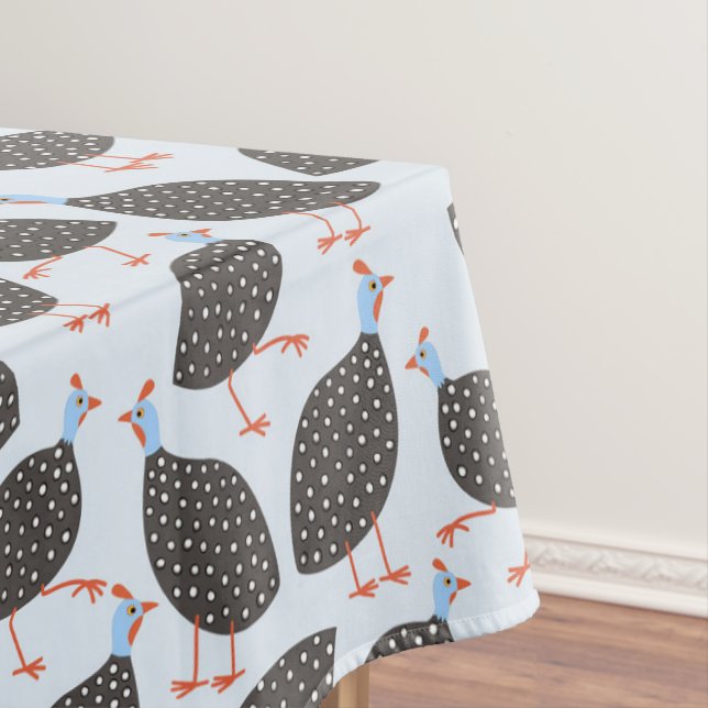Guinea Fowl Bird Pattern Tablecloth (In Situ)