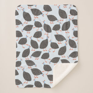 Guinea Fowl Cute Bird Pattern Sherpa Blanket