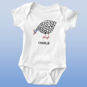 Guinea Fowl Personalized Baby Bodysuit
