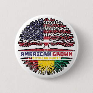 Guinea Guinean American USA Tree Roots Flag 2 Inch Round Button