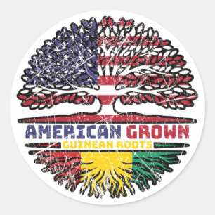 Guinea Guinean American USA Tree Roots Flag Classic Round Sticker