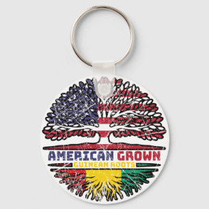 Guinea Guinean American USA Tree Roots Flag Keychain
