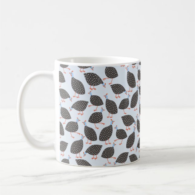 Guinea Hen Fun Bird Pattern Coffee Mug (Left)