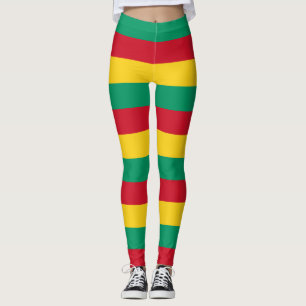 Guinea National Flag Colours Horizontal Striped Leggings