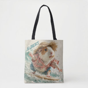 Guinea Pig Albert The Surfer Catching Waves Tote Bag