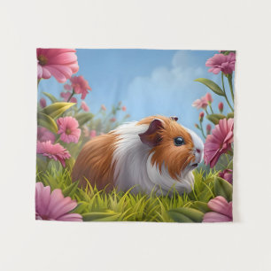 Guinea Pig Amidst The Pink Blooms Tapestry