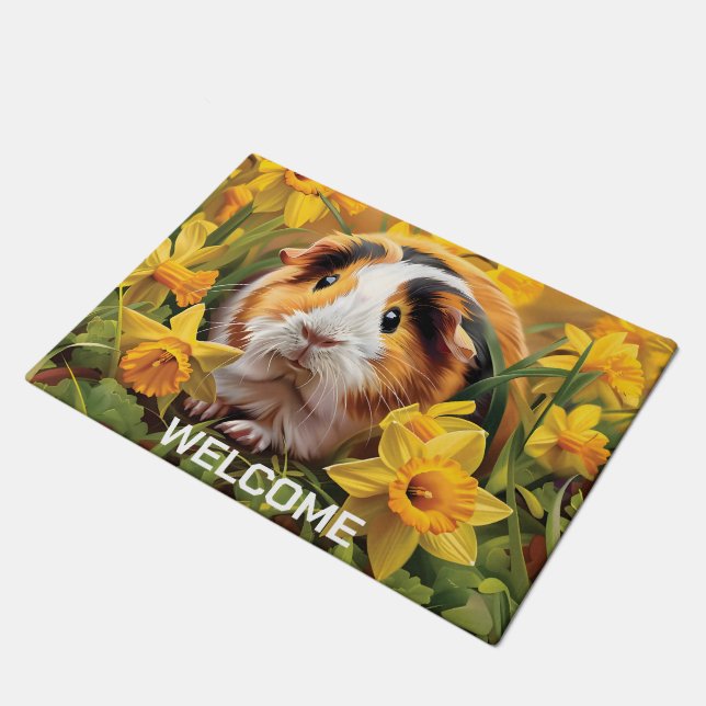 Guinea Pig Amongst The Daffodils Doormat (Angled)