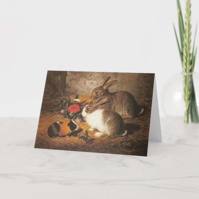 Guinea Pig and Rabbits Greeting Card (Front)
