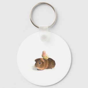 guinea pig and yellow bird keychain