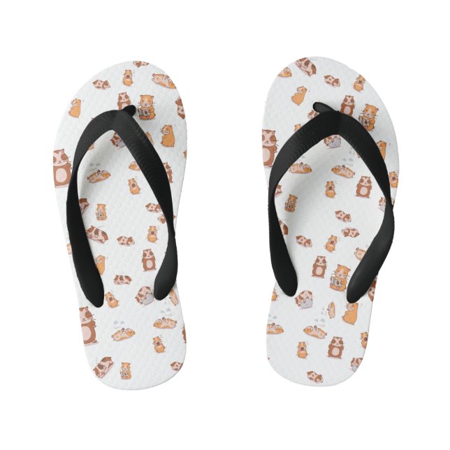 guinea pig army cute pattern kid's flip flops (Footbed)
