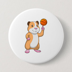 Guinea pig as Basketball player with Basketball.pn 3 Inch Round Button