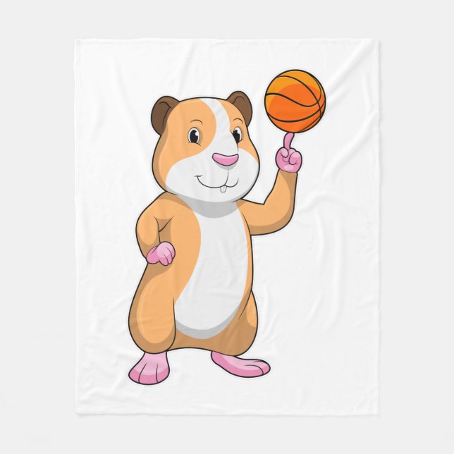Guinea pig as Basketball player with Basketball.pn Fleece Blanket (Front)