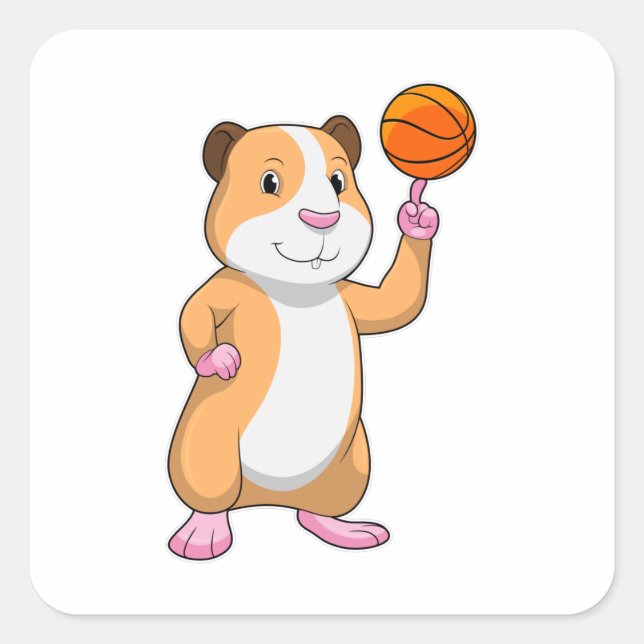 Guinea pig as Basketball player with Basketball.pn Square Sticker (Front)