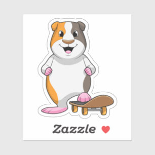 Guinea pig as Skater with Skateboard