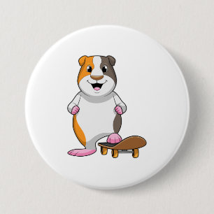 Guinea pig as Skater with Skateboard 3 Inch Round Button
