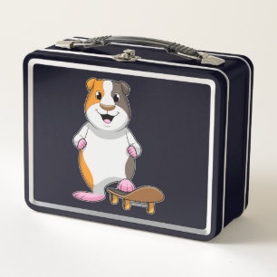 Guinea pig as Skater with Skateboard Metal Lunch Box