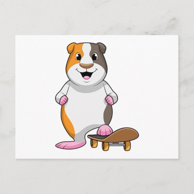 Guinea pig as Skater with Skateboard Postcard (Front)