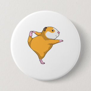 Guinea pig at Yoga Stretching exercise 3 Inch Round Button