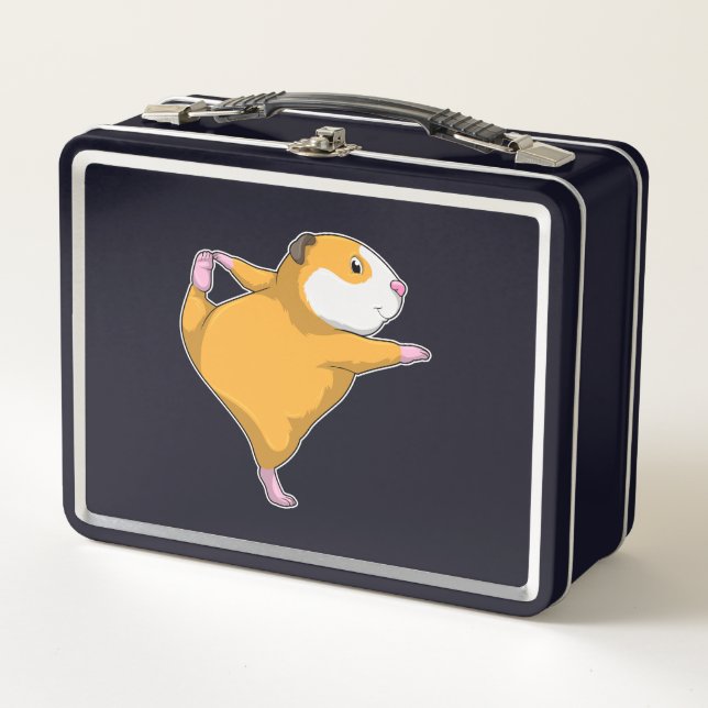 Guinea pig at Yoga Stretching exercise Metal Lunch Box (Front)