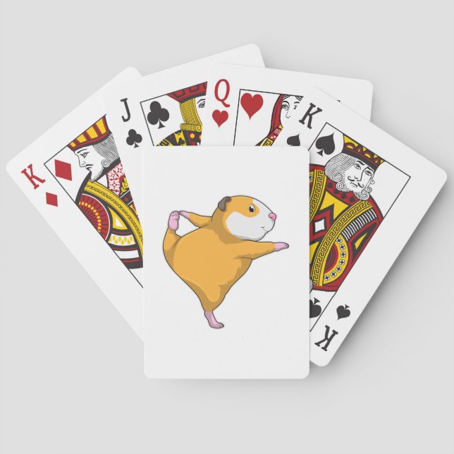 Guinea pig at Yoga Stretching exercise Playing Cards (Back)