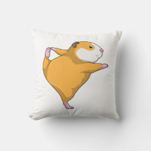 Guinea pig at Yoga Stretching exercise Throw Pillow