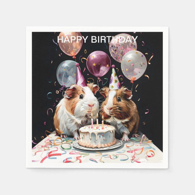 Guinea Pig Birthday Party Birthday Napkin (Front)