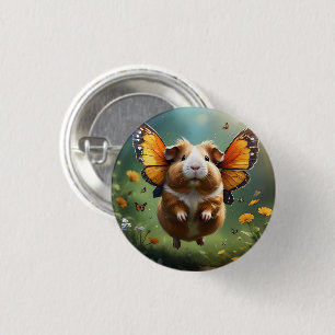 Guinea Pig Butterfly, 1 Inch Round Button