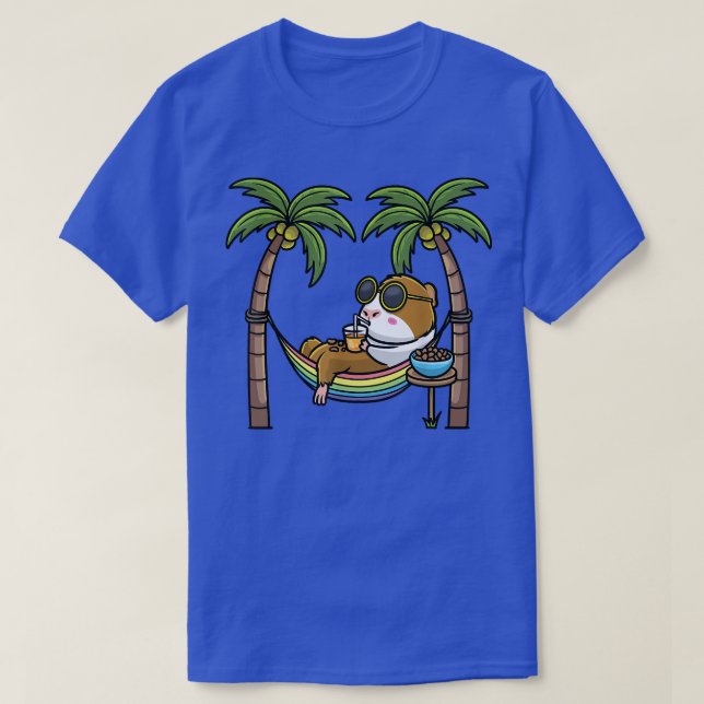 Guinea Pig Cavy Rodent In Hammock Vacation T-Shirt (Design Front)