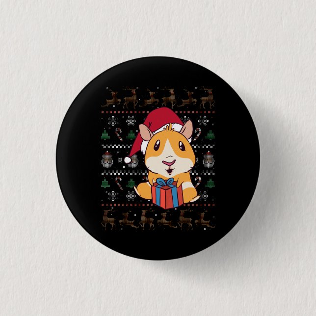 Guinea Pig Christmas 1 Inch Round Button (Front)