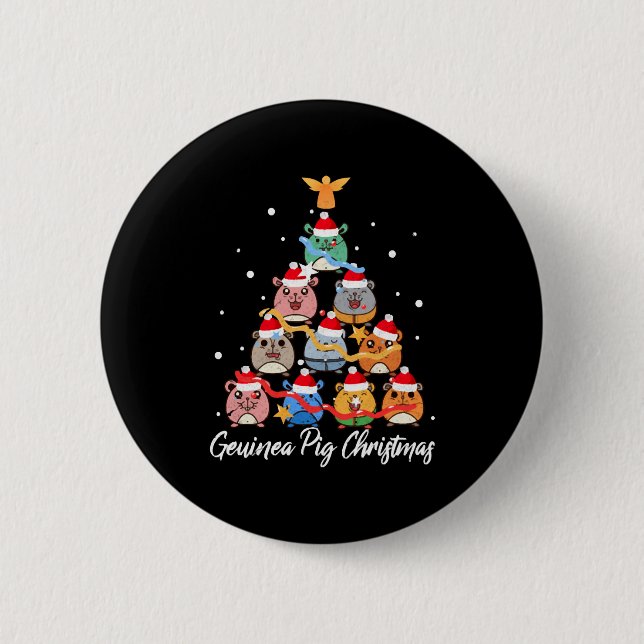 Guinea Pig Christmas 2 Inch Round Button (Front)