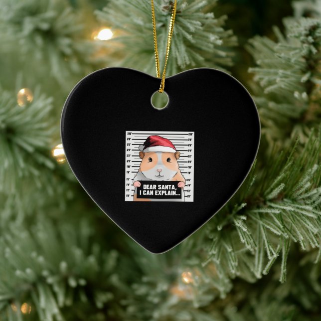 Guinea Pig Christmas Cavy|Dear Santa I Can Explain Ceramic Ornament (Tree)