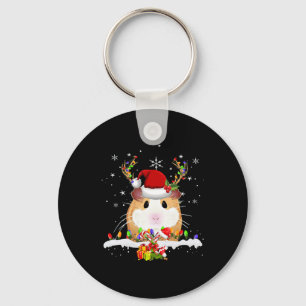 Guinea Pig Christmas Reindeer Christmas Lights Keychain