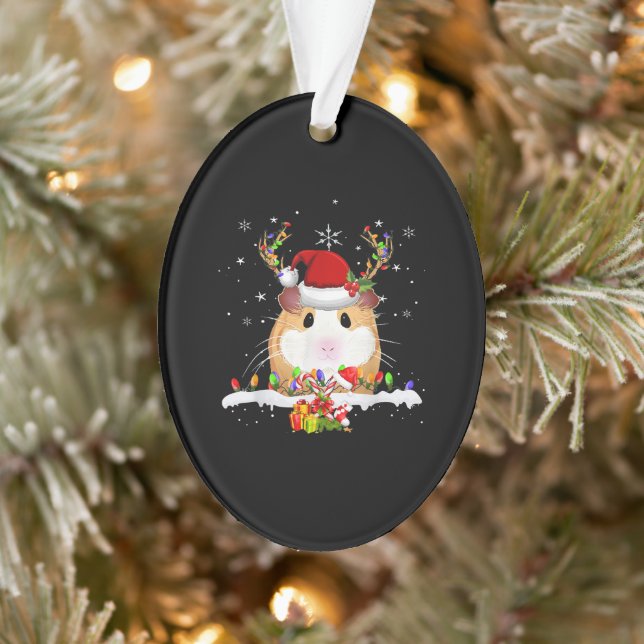 Guinea Pig Christmas Reindeer Christmas Lights Ornament (Tree)