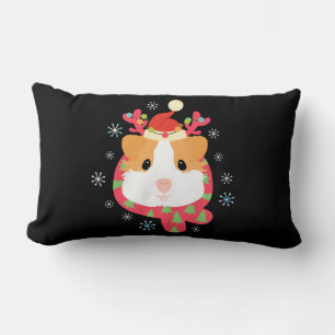 Guinea Pig Christmas Reindeer Lumbar Pillow
