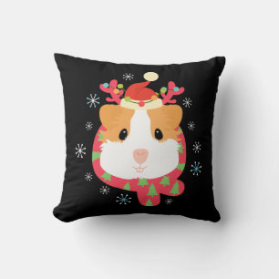 Guinea Pig Christmas Reindeer Throw Pillow