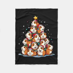 Guinea Pig Christmas Tree Funny Cavy Holiday  Fleece Blanket