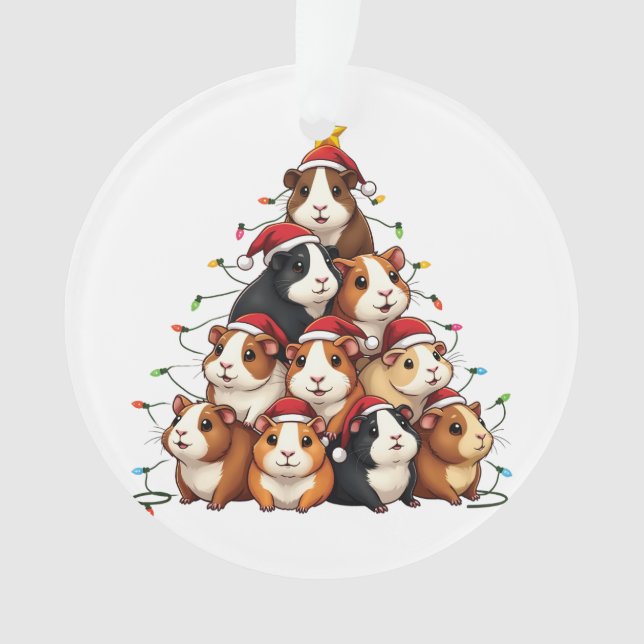 Guinea Pig Christmas Tree Merry Christmas Xmas Ornament (Front)
