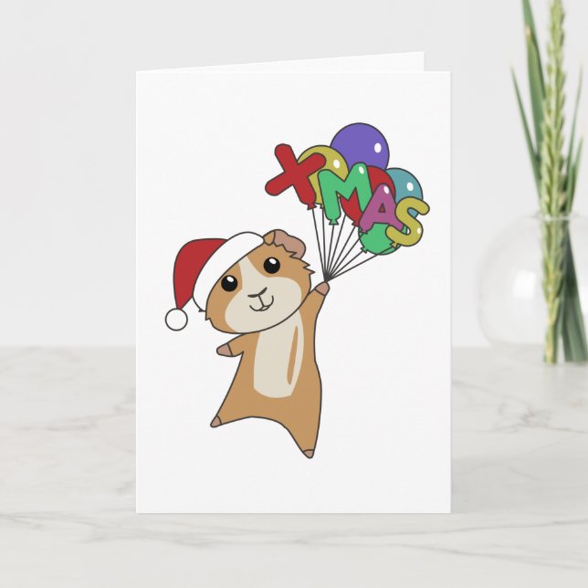Guinea Pig Christmas Winter Animals Card (Front)