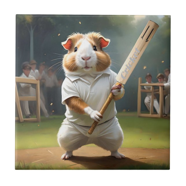 Guinea Pig Cricketer: Dressed In Whites Tile (Front)