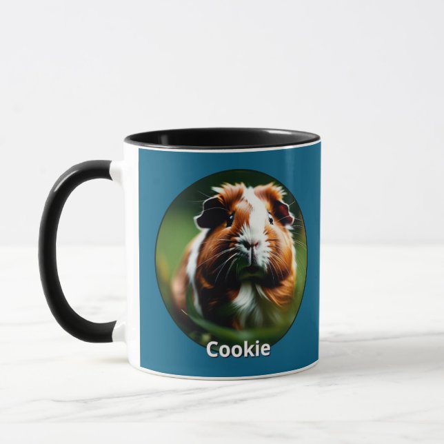 Guinea Pig Custom Pet Photo Ocean Blue Mug (Left)