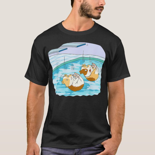 Guinea pig diving platform diving board swimming  T-Shirt (Front)