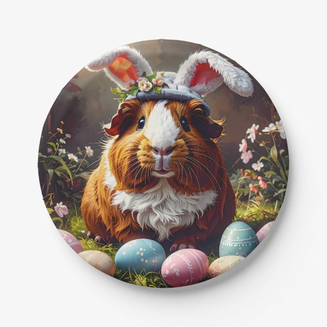 Guinea Pig Easter Paper Plate (Front)