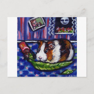 Guinea pig eats mom's plant postcard