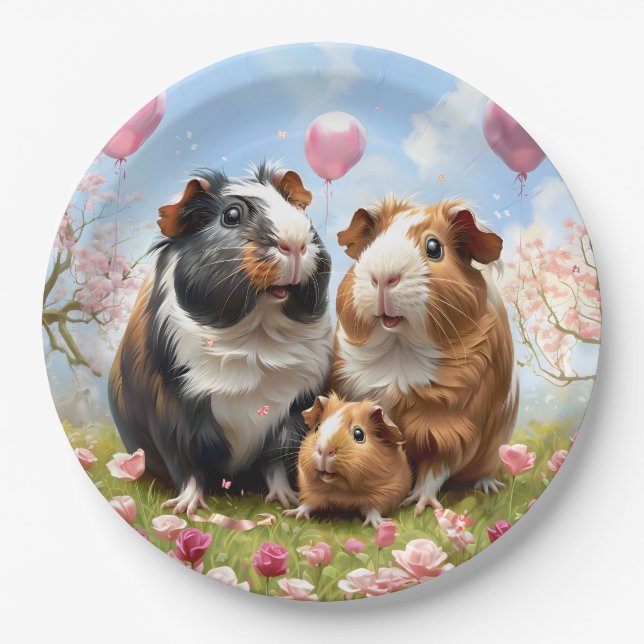 Guinea Pig Family Paper Plate (Front)