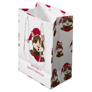Guinea Pig First Christmas Cute Pet Personalized Medium Gift Bag