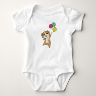 Guinea Pig Flies With Balloons Cute Animals Baby Bodysuit